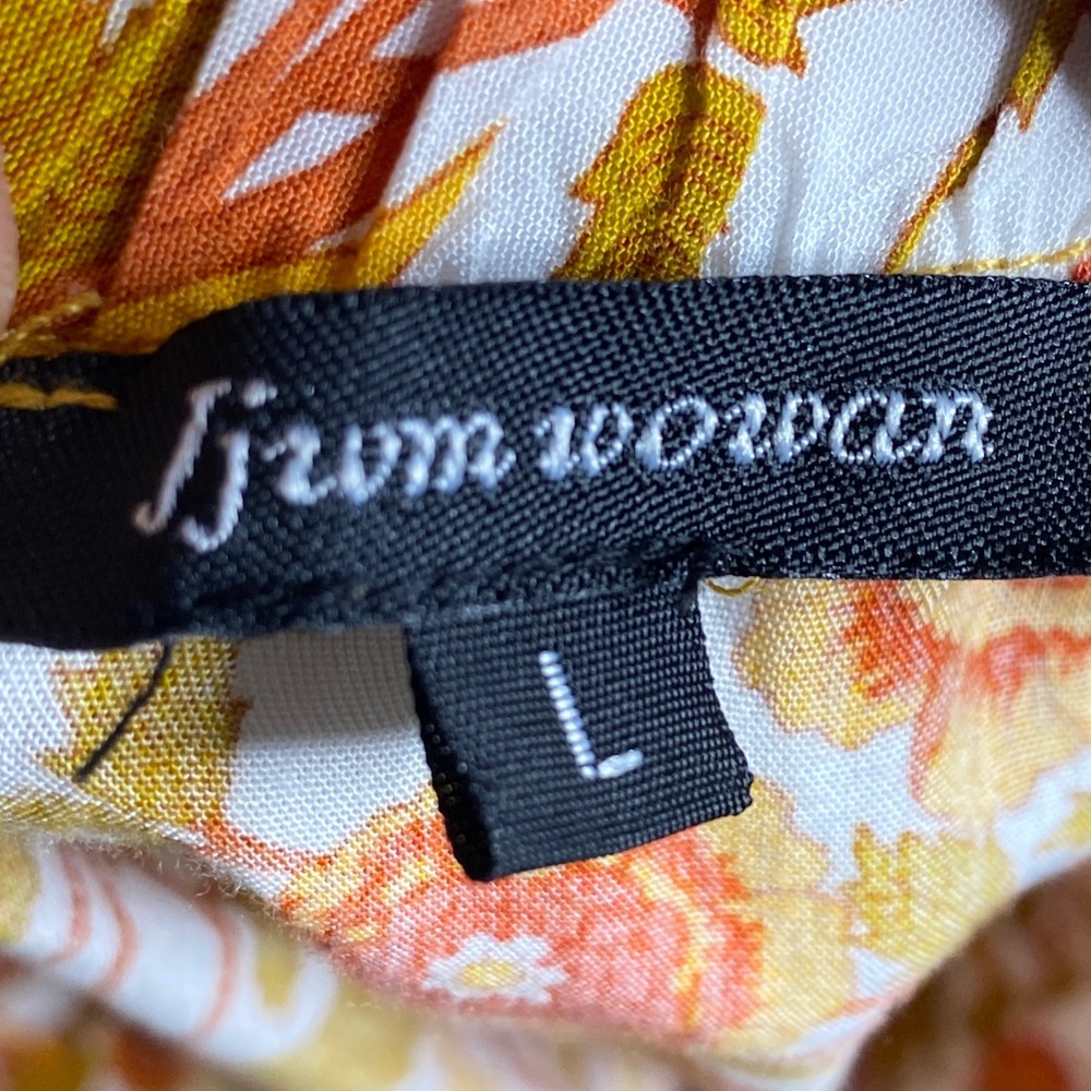Boho Floral 100% Cotton Mini Skirt Orange Yellow Tiered Drawstring Small - Picture 5 of 7